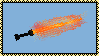 a stamp of a flaming sword on a light blue background